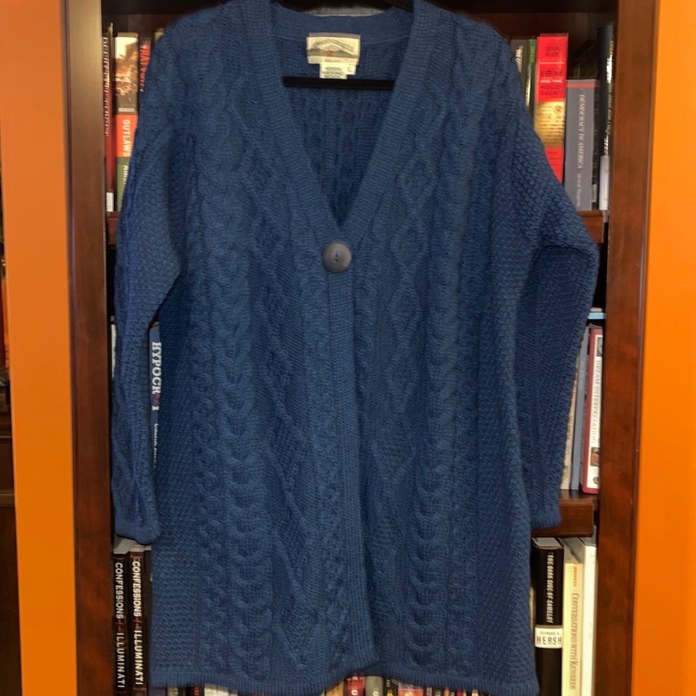 Aran Crafts Merino Wool One Button Cardigan